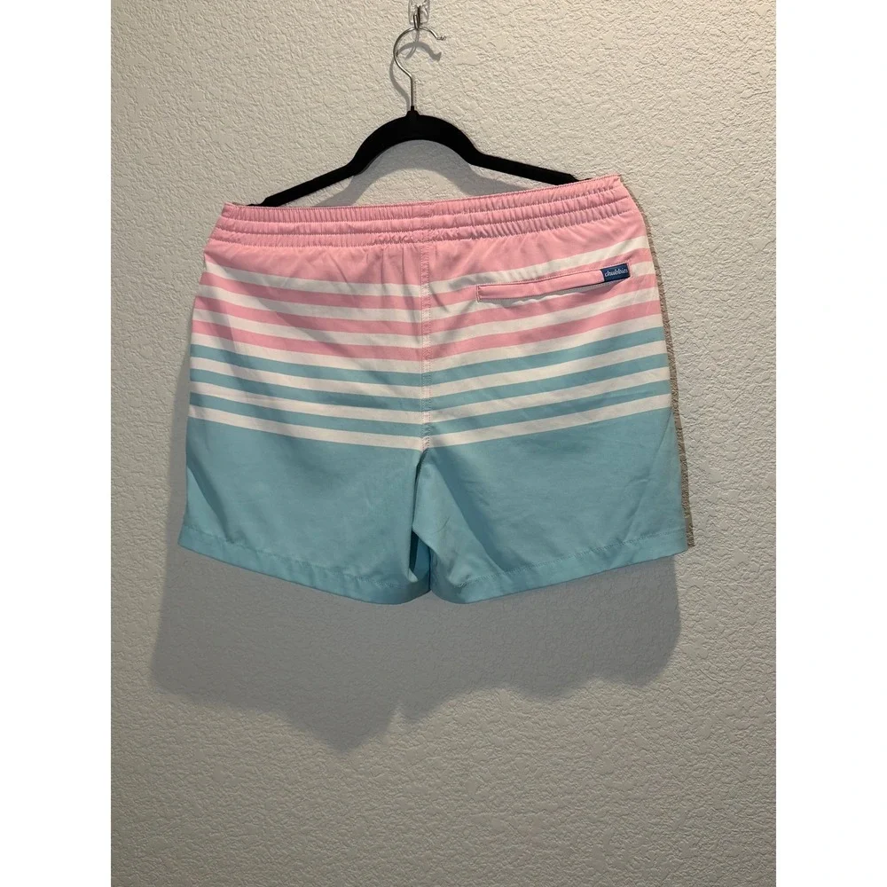Chubbies Mens Swim Trunks Pink Blue Striped‎ Small
